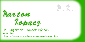 marton kopacz business card